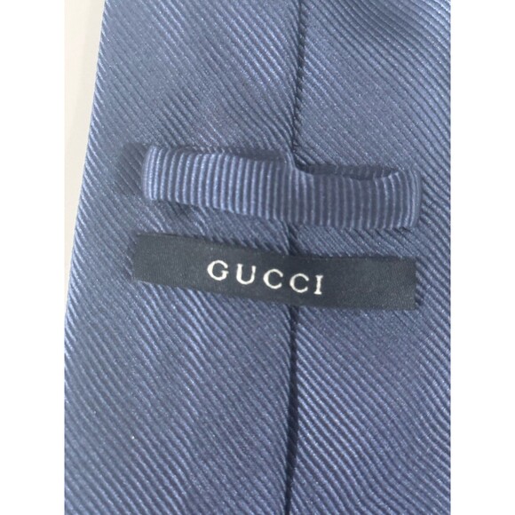 GUCCI Patterned Blue Silk Tie Made In Italy - Picture 10 of 10